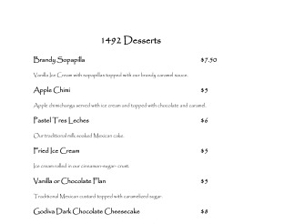View 1492 Dessert & Drinks Menu