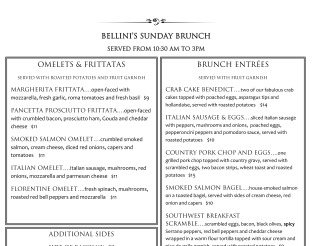 View Bellini's Brunch Menu