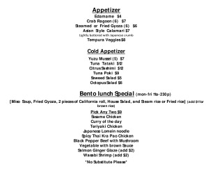 View Saii Asian Bistro Lunch Menu
