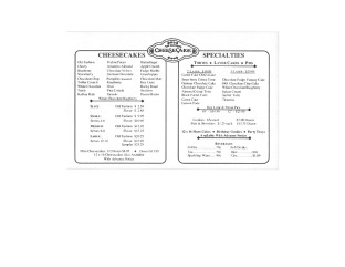 View Ultimate Cheececake Bakery Menu