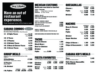 View Taco Cabana Menu