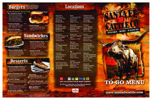 View Santa Fe Cattle Co Menu
