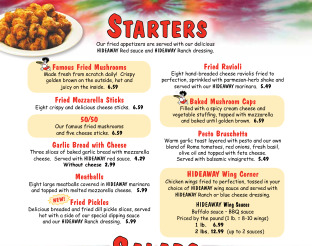 View the Hideaway Pizza Menu