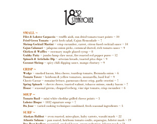View 1832 Steakhouse Menu