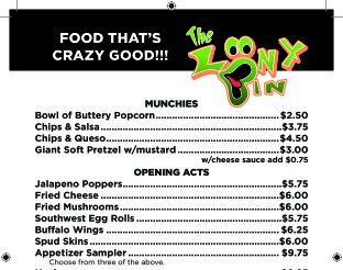 View Loony Bin Comedy Club Menu