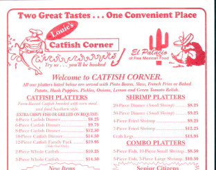 View Louie's Catfish Corner and El Palcio's menu.