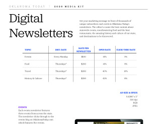 Oklahoma Today Newsletter Rate Card