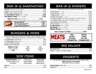 View Van's Pig Stand Menu