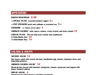 View Lobby Cafe & Bar Menu