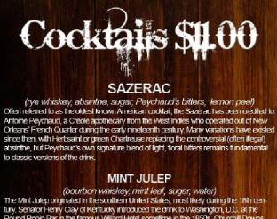 View Whiskey Chicks Cocktail Menu