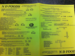 View ND Foods Menu