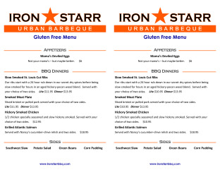 View Iron Starr Urban Bar-B-Q Gluten Free Menu