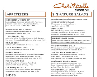 View Charlie Mitchell's Modern Pub Menu