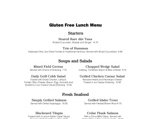 View Daily Grill Gluten Free Lunch Menu