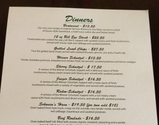 View Cafe Bahnhof Dinner Menu